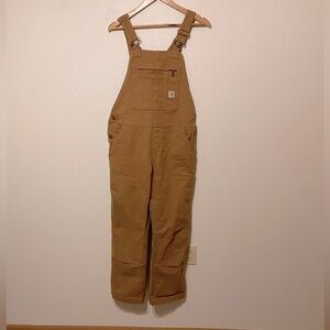 Carhartt Womens Loose Fit Canvas Bib Overalls Small 4-6 Short Brown